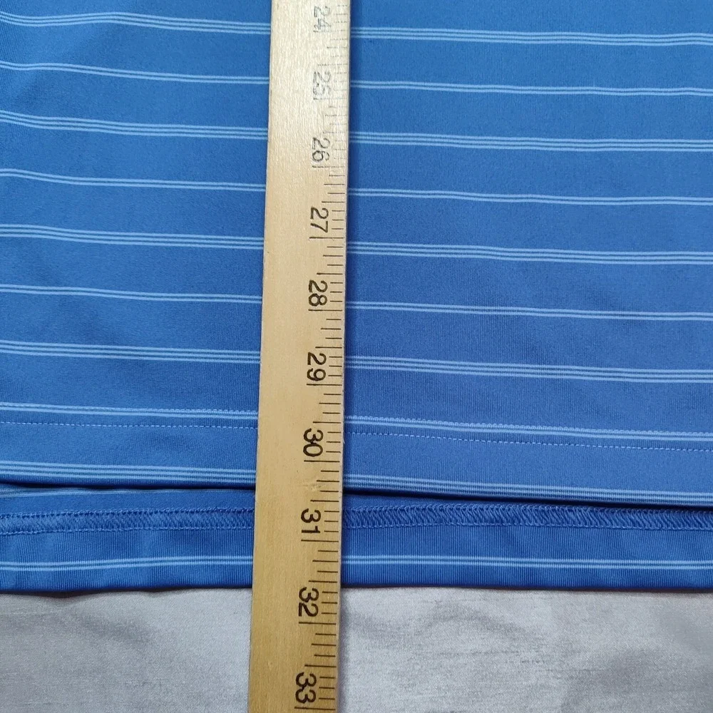 ADIDAS GOLF Men Large Blue White‎ Striped Polo Shirt EUC